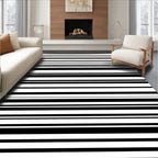 Classic Black White Line Pattern Rug