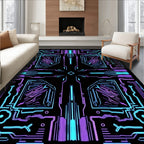 Circuitry Pattern Neon Glow Rug