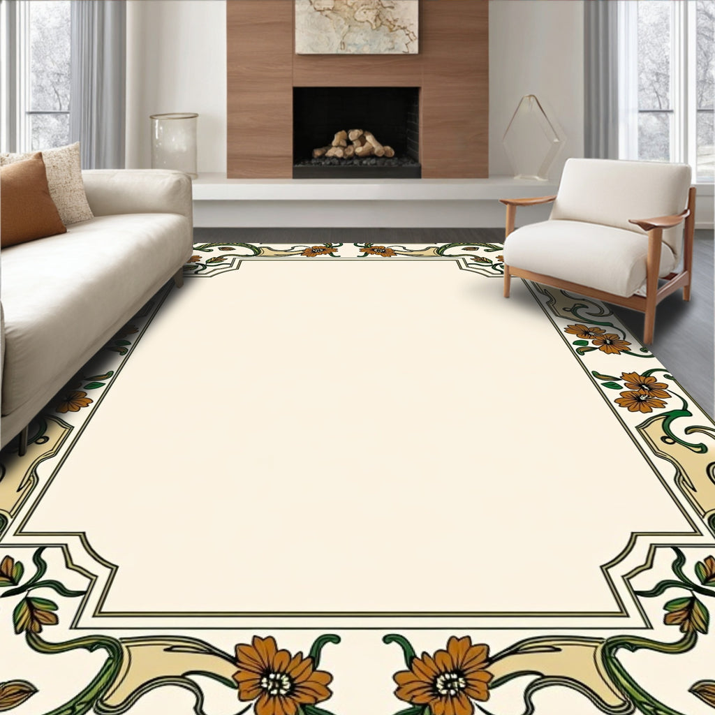Floral Vine Art Nouveau Border Design Rug