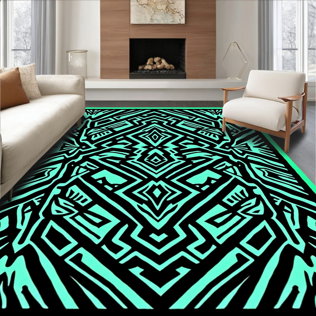 Bold Geometric Tribal Pattern Rug