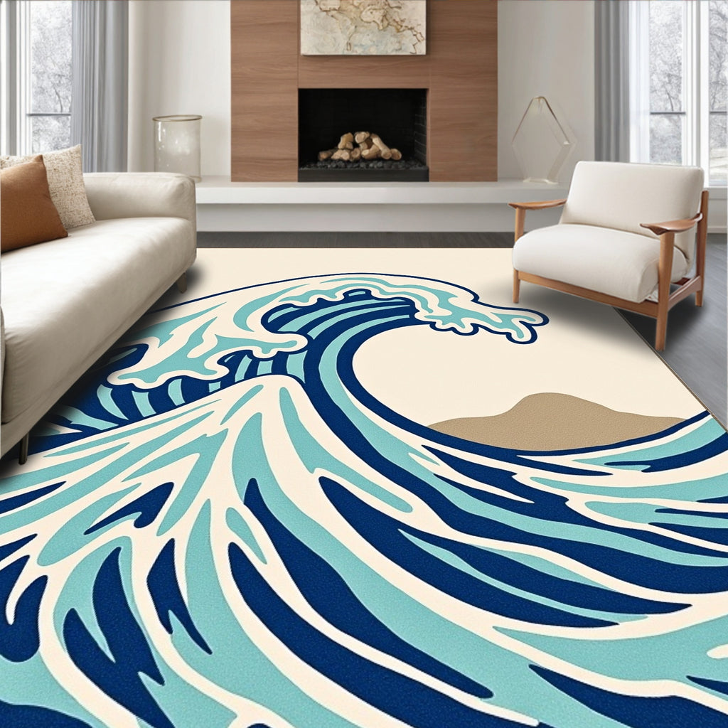 Dynamic Ocean Wave Art Rug