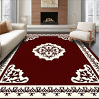 Ornate Floral Medallion Border Design Rug