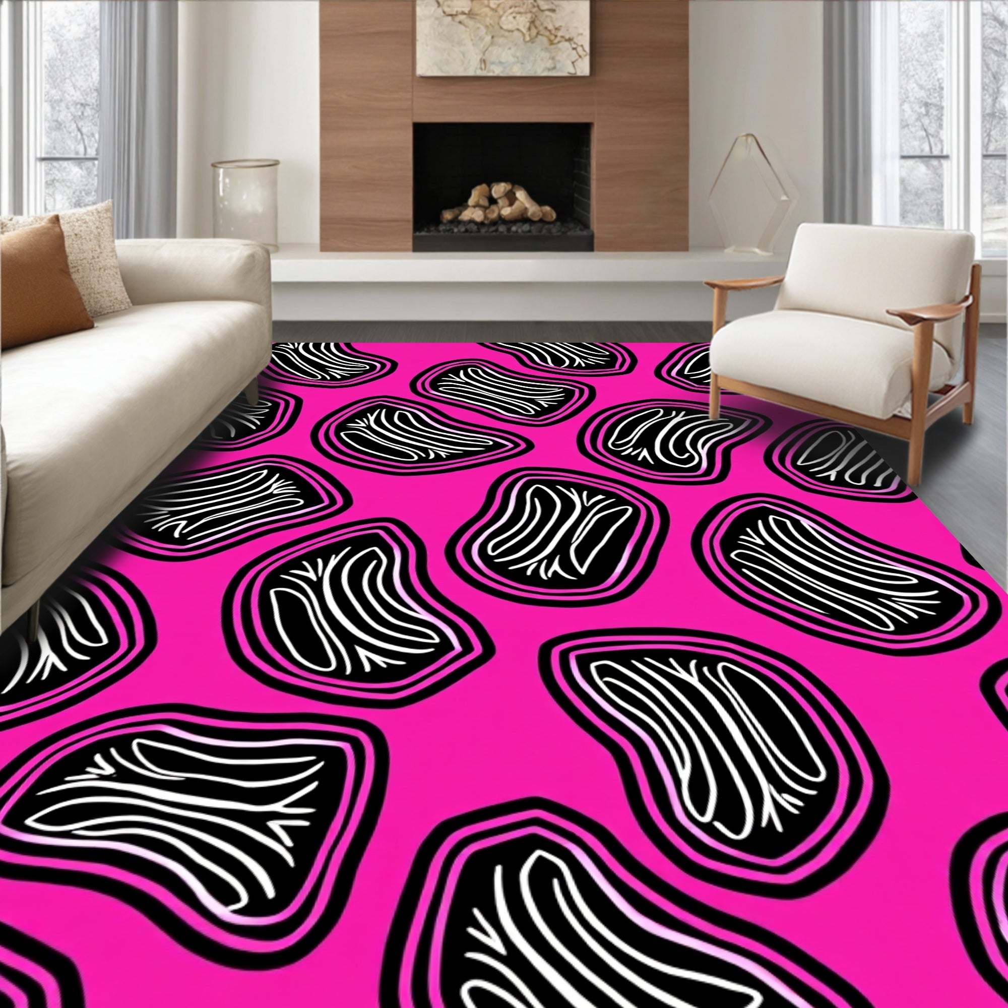 Abstract Jagged Zebra Stripe Rug