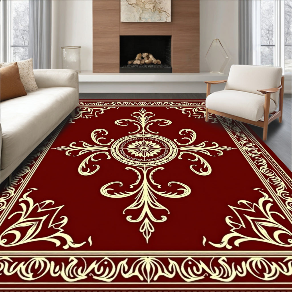 Intricate Floral Border Design Rug