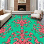 Coral Flourish Damask Pattern Rug