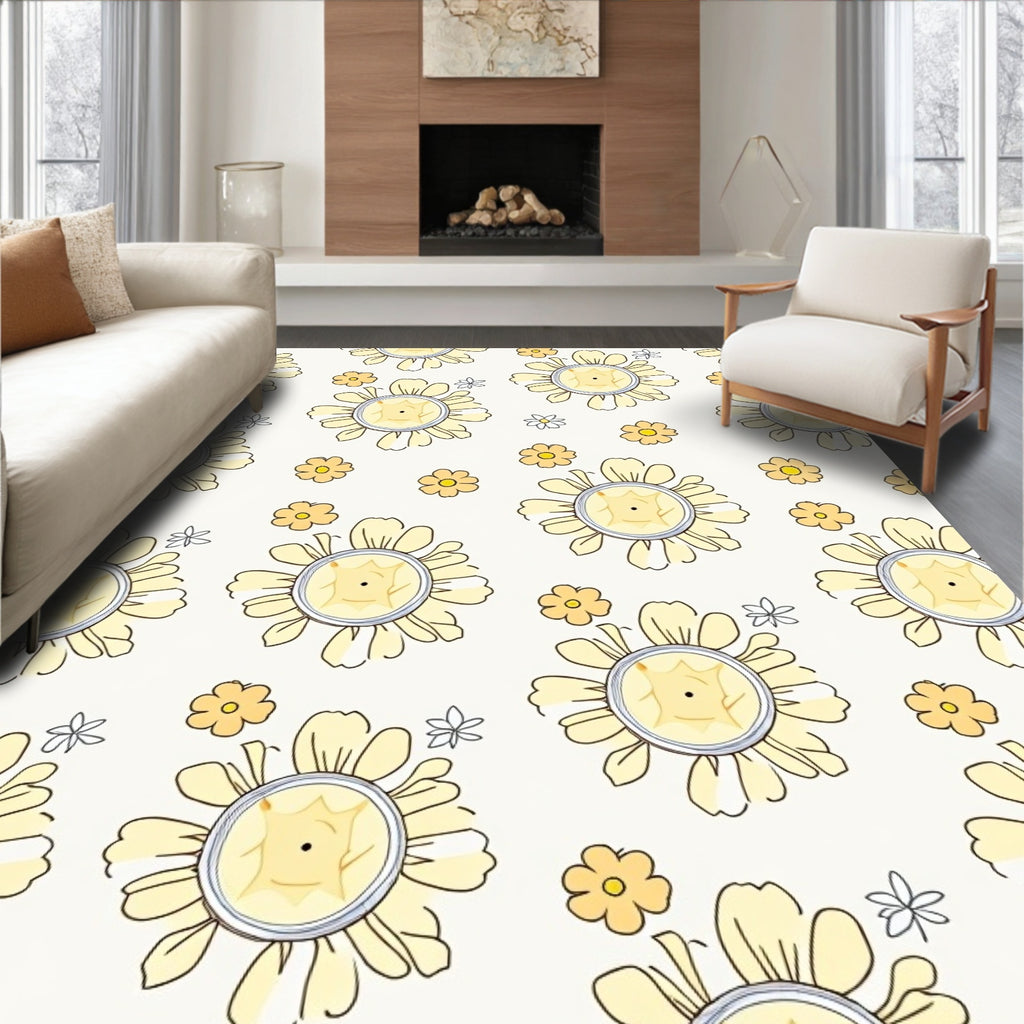 Blooming Daisy Floral Pattern Design Rug