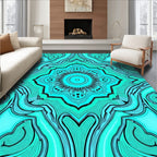 Mandala Style Swirling Aqua Pattern Rug