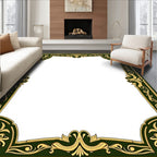 Ornate Flourish Gold Green Border Rug