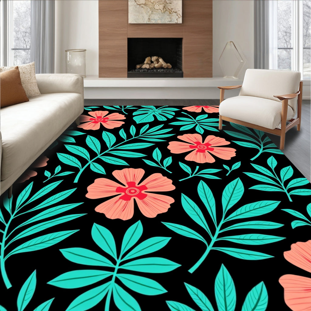 Exotic Floral Leaf Pattern Design Rug