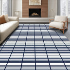 Bold Blue Grid Pattern Rug