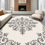 Ornate Scrollwork Central Medallion Style Rug
