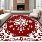 Rich Scarlet Cream Floral Medallion Rug