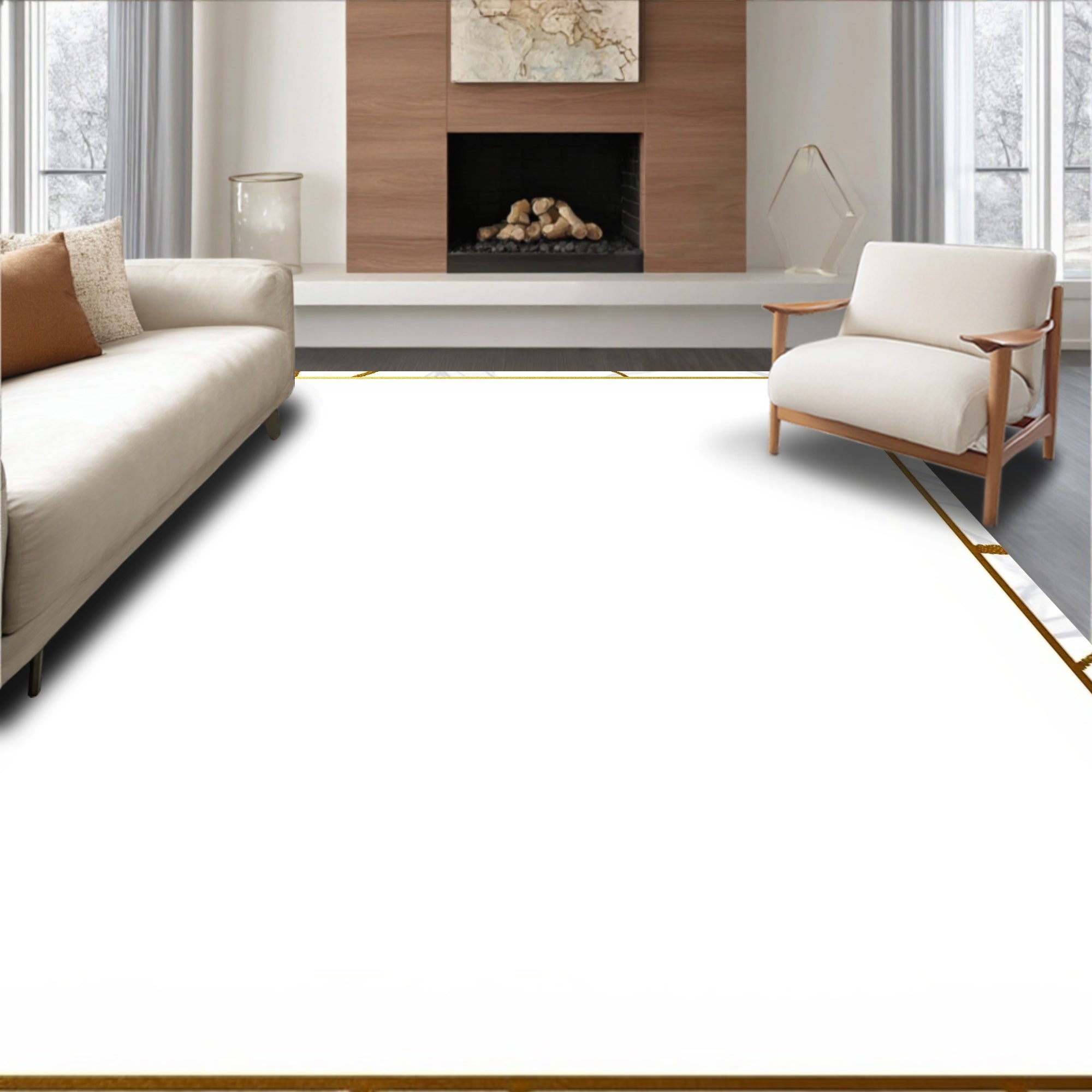 Gold Marble Swirl Abstract Rug