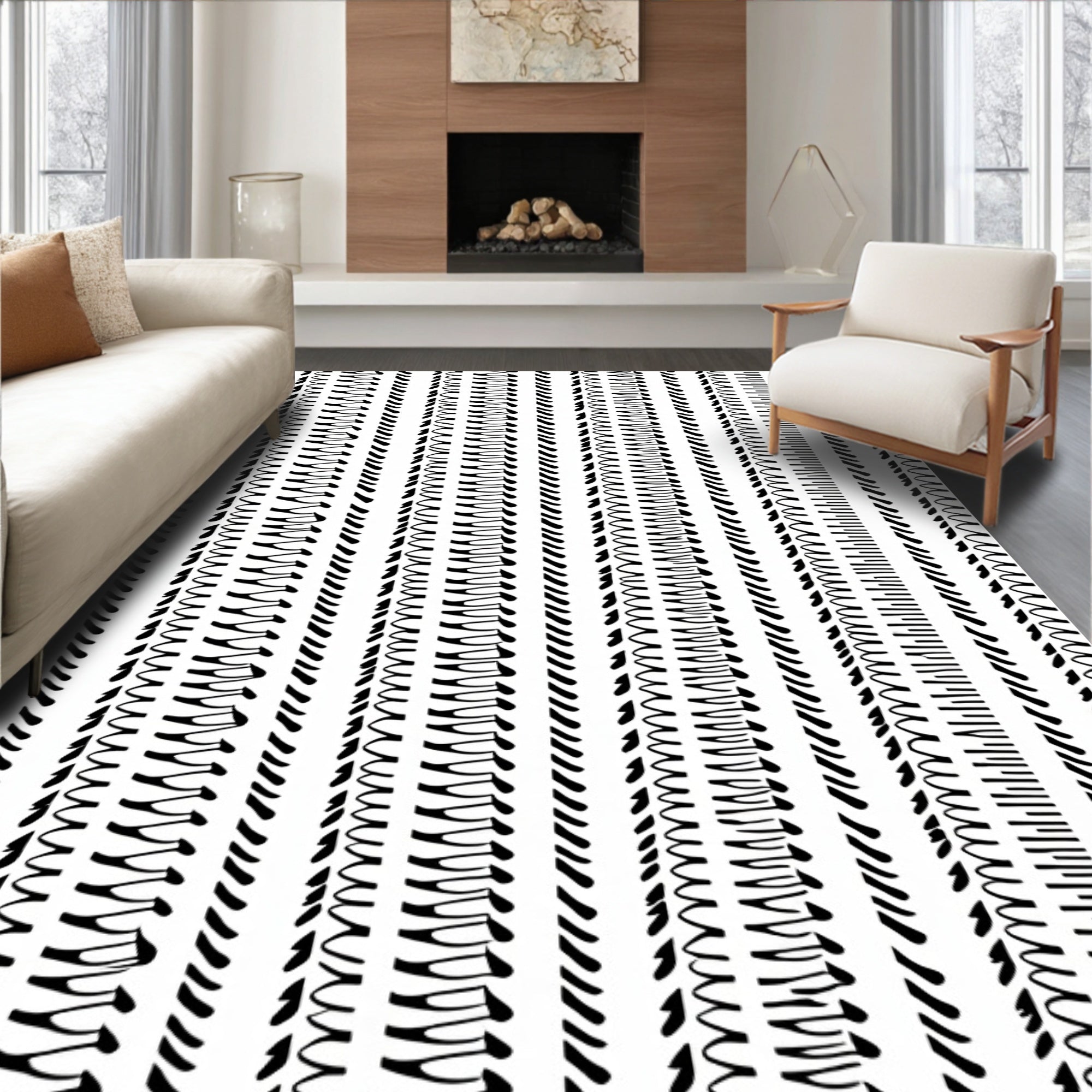 Abstract Vertical Stripe Pattern Rug