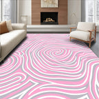 Chic Pink Gray Swirl Pattern Rug