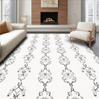 Elegant Black Floral Stripe Design Rug