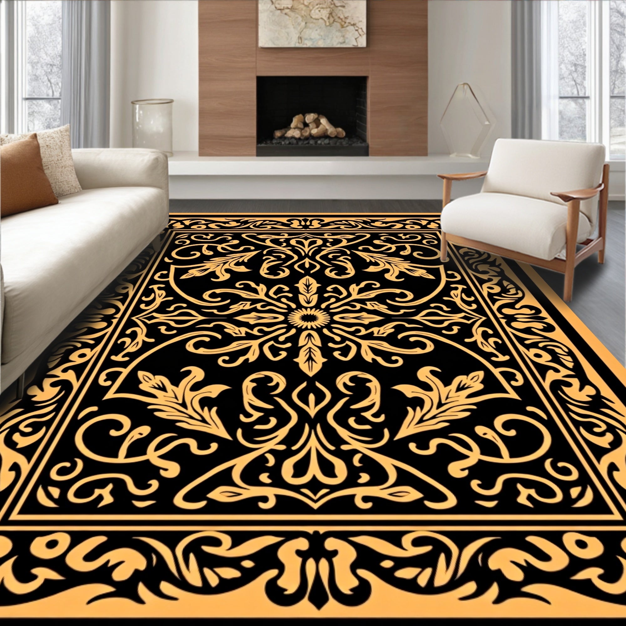 Mandala And Scrollwork Art Design Rug