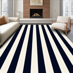 Bold Navy and Cream Stripe Design Rug