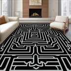 Abstract Geometric Maze Design Rug