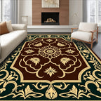 Intricate Floral Golden Medallion Rug