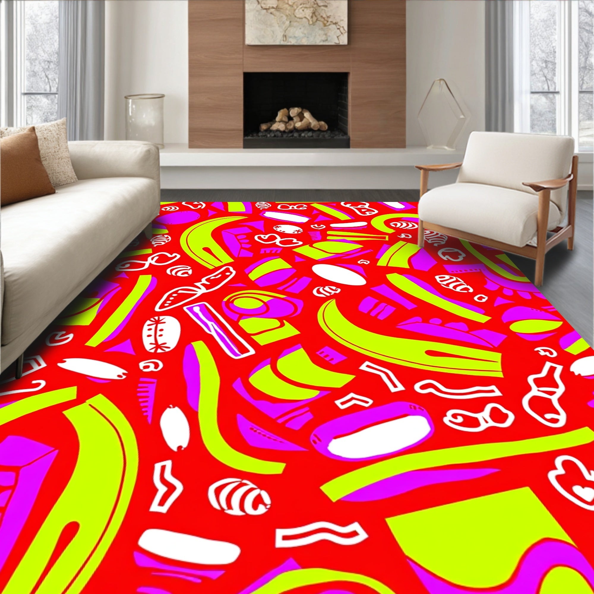 Abstract Neo-Expressionist Mixed Shapes Rug