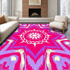 Vibrant Pink Mandala Floral Design Rug