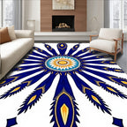Exotic Sunburst Royal Blue Mandala Pattern Rug