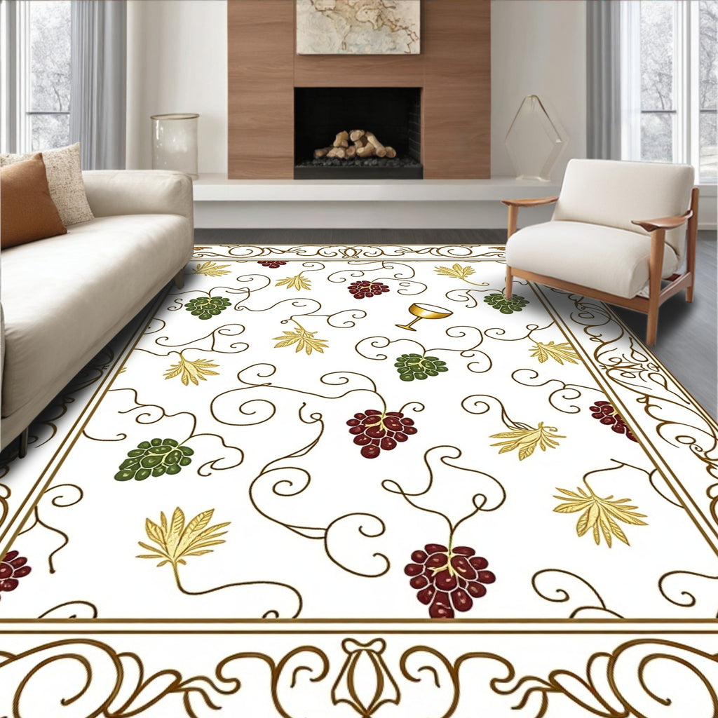 Grapes Leaves Vine Pattern Rug