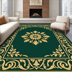 Elegant Gold Floral Border Design Rug