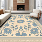 Pale Blue Floral Scrollwork Rug