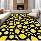 Vibrant Yellow Lemon Slice Pattern Rug