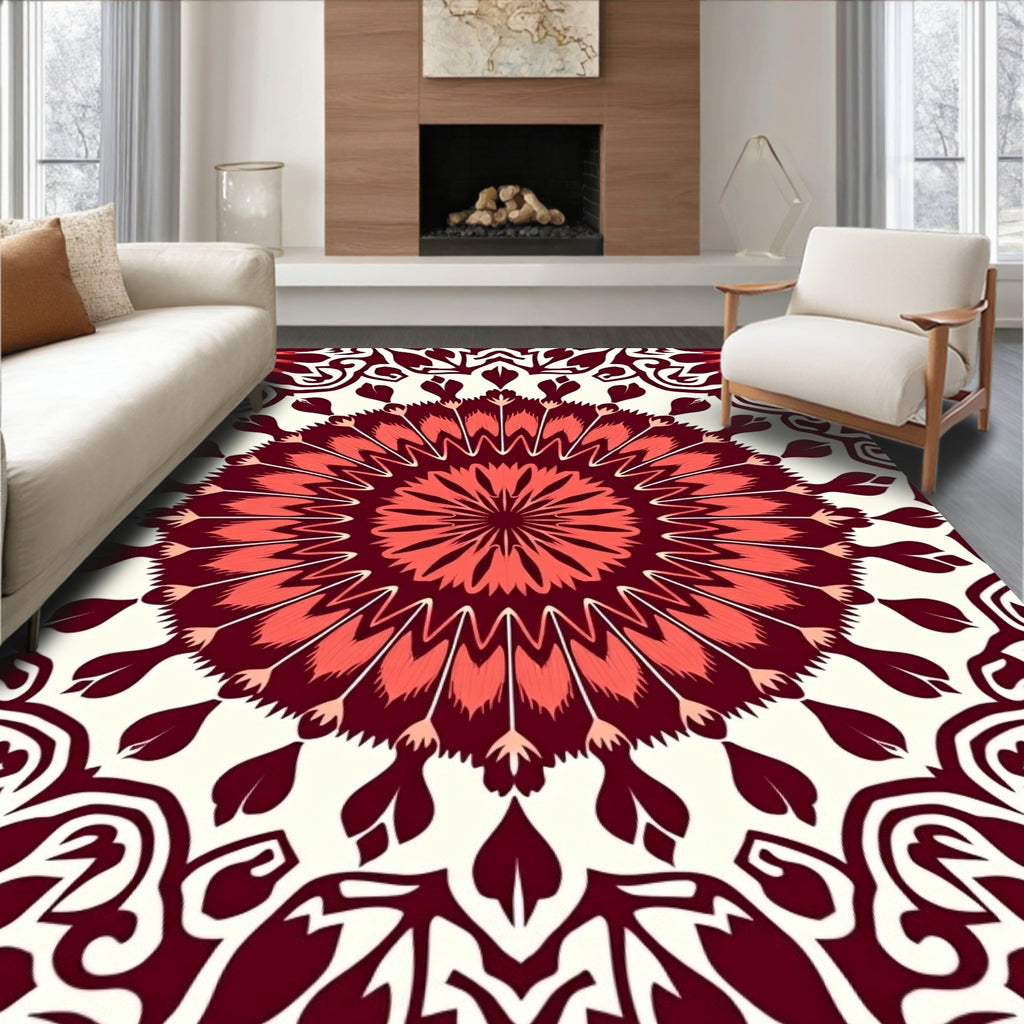 Ornate Floral Mandala Pattern Rug