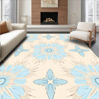 Light Blue 2 Petal Floral Design Rug