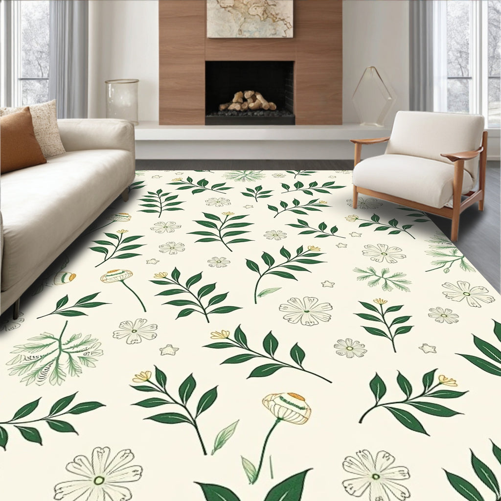 Delicate Botanical Floral Pattern Rug