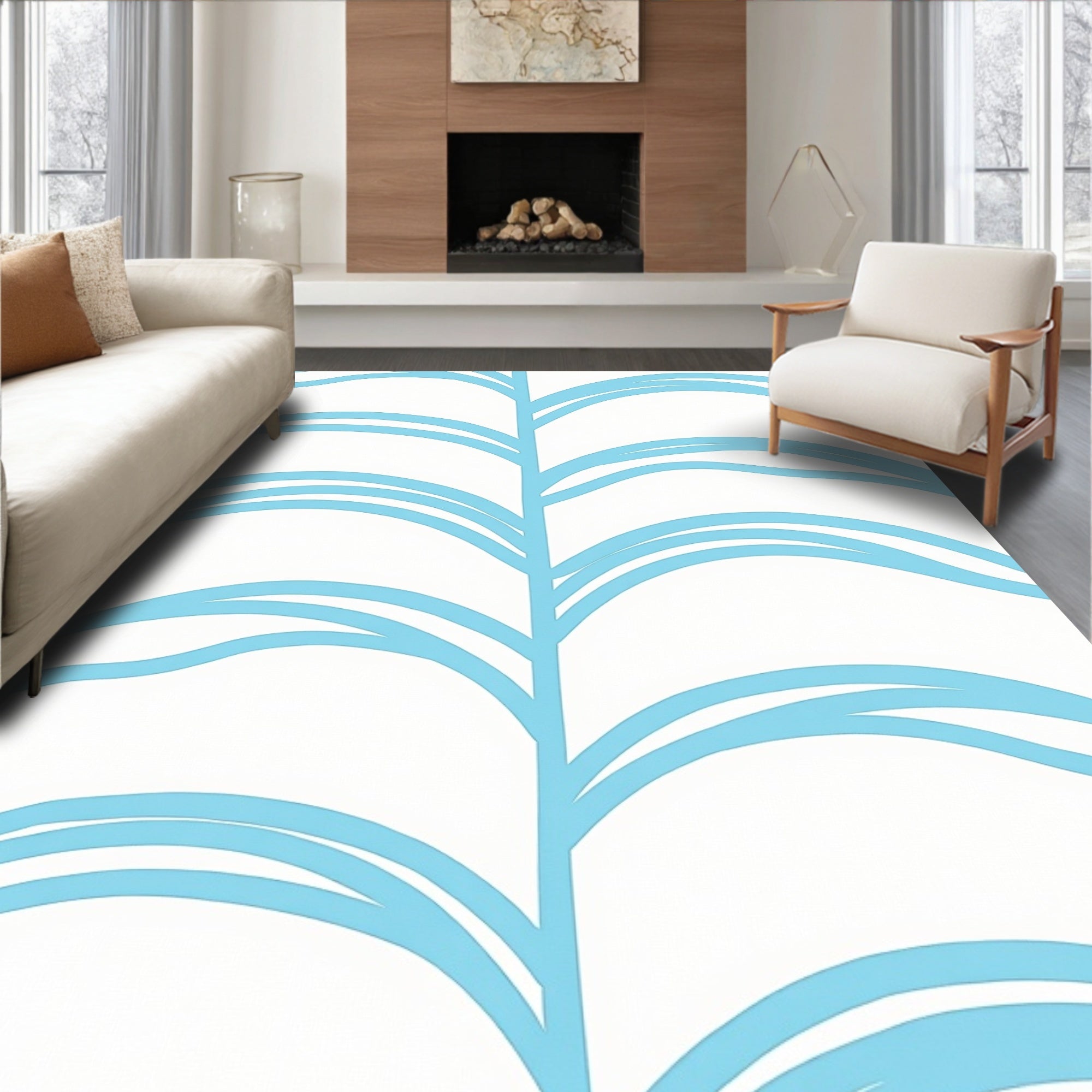 Sky Blue Organic Arch Pattern Rug