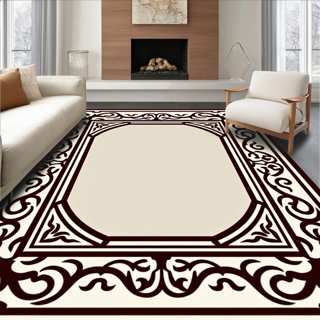 Elegant Scrollwork Border Design Rug