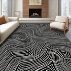 Black And White Swirling Lines Rug