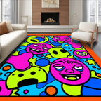 Vibrant Cartoon Character Collage Rug