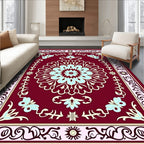 Ornate Floral Mandala Crimson Rug