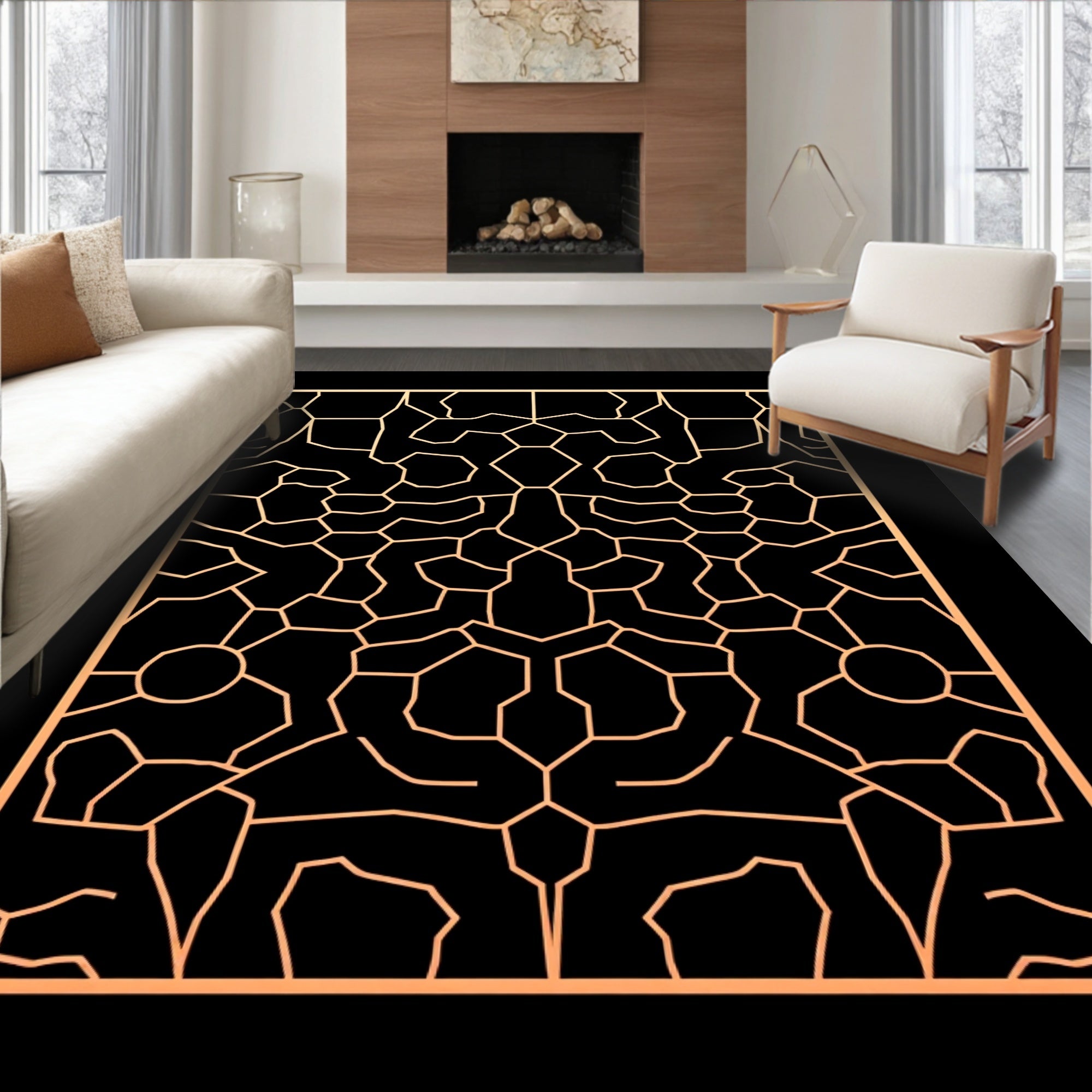 Geometric Network Pattern Rug