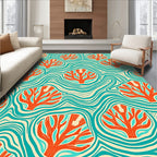 Coral and Wave Abstract Pattern Rug