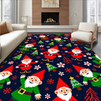 Whimsical Christmas Gnomes and Trees Rug
