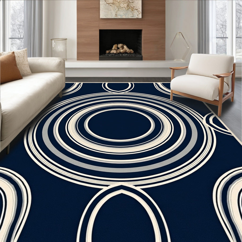 Concentric Circles Geometric Pattern Rug