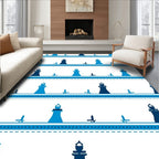 Nautical Navy Blue Lighthouse Pattern Rug