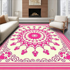 Bright Pink Mandala Floral Pattern Rug
