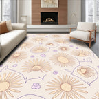 Retro Daisy Outline Floral Pattern Rug