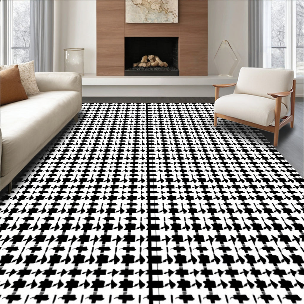 Classic Houndstooth Pattern Rug