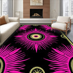 Vibrant Pink Sunburst Mandala Design Rug