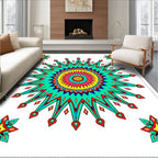 Radiant Sunburst Mandala Pattern Rug