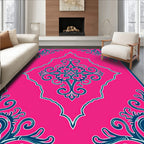 Vibrant Pink Paisley Swirl Design Rug